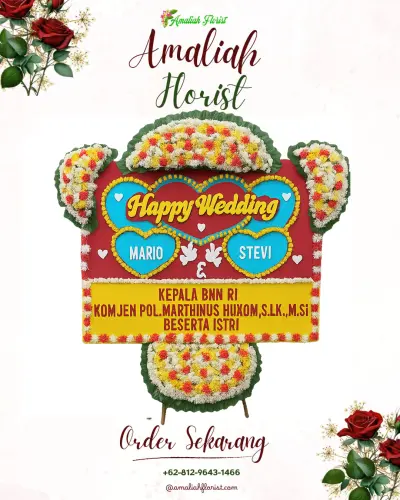 Karangan Papan Bunga Pernikahan di Subagan